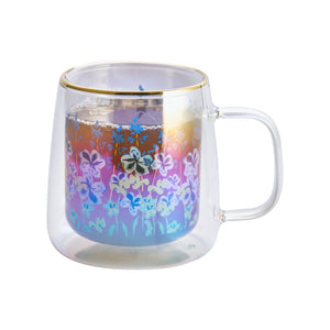 Taza Doble Vidrio Lavender Iridescent