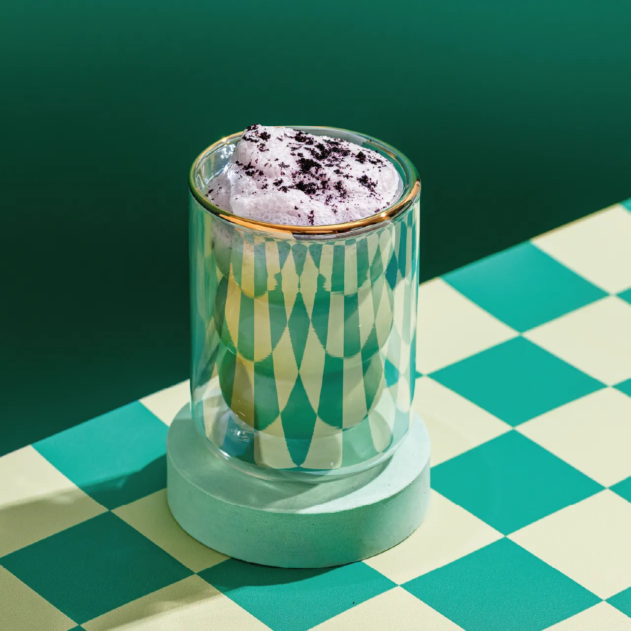 Vaso Doble Vidrio Matcha Iridescent