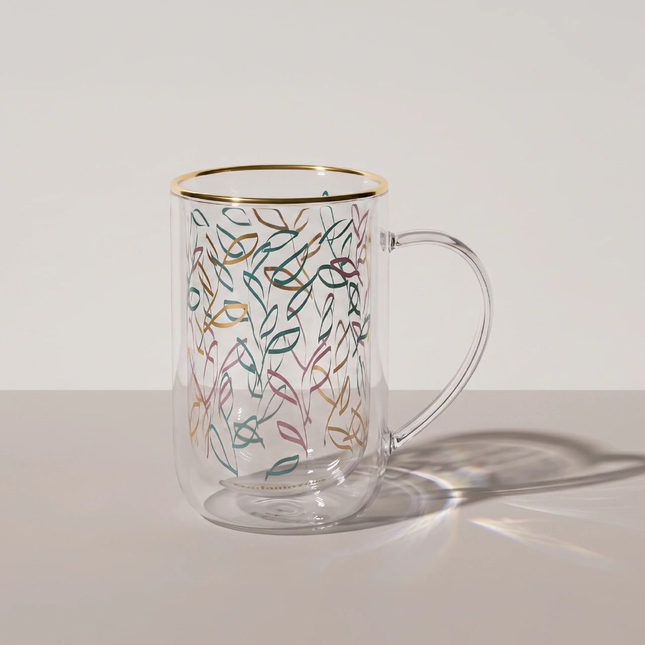 Mug Bhoro Doble Vidrio Color Leaves