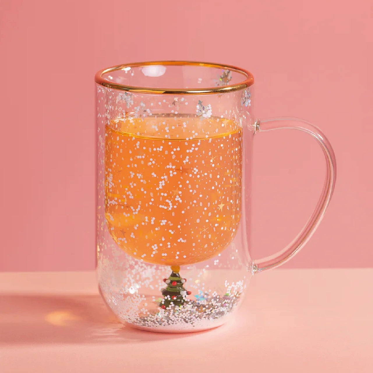 Taza Doble Vidrio Christmas Tree