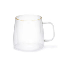 Cargar imagen en el visor de la galería, Taza Doble Vidrio Borde Dorado Grande