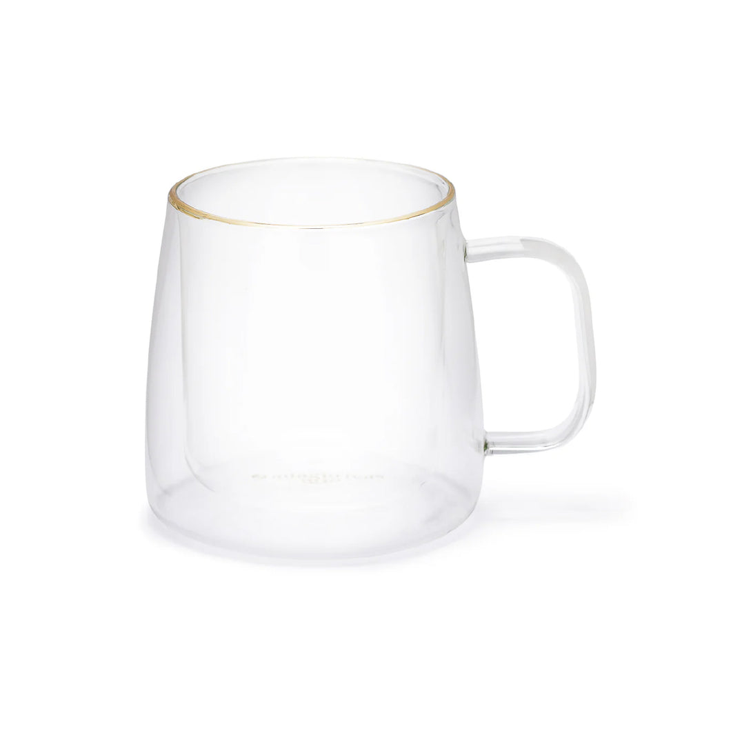 Taza Doble Vidrio Borde Dorado Grande