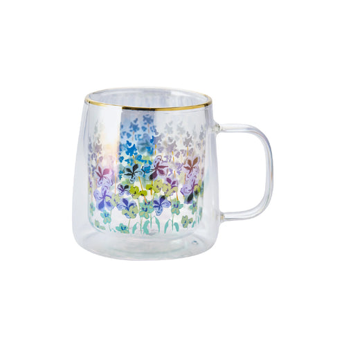 Taza Doble Vidrio Lavender Iridescent