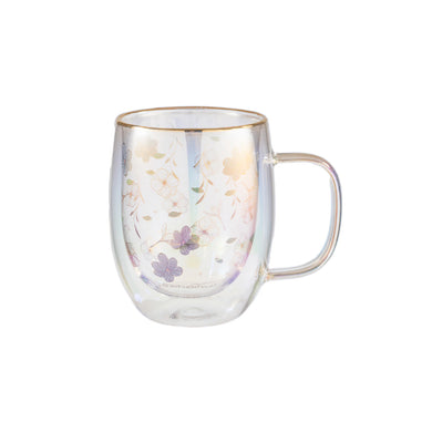 Taza Doble Vidrio Full Bloom Iridescent