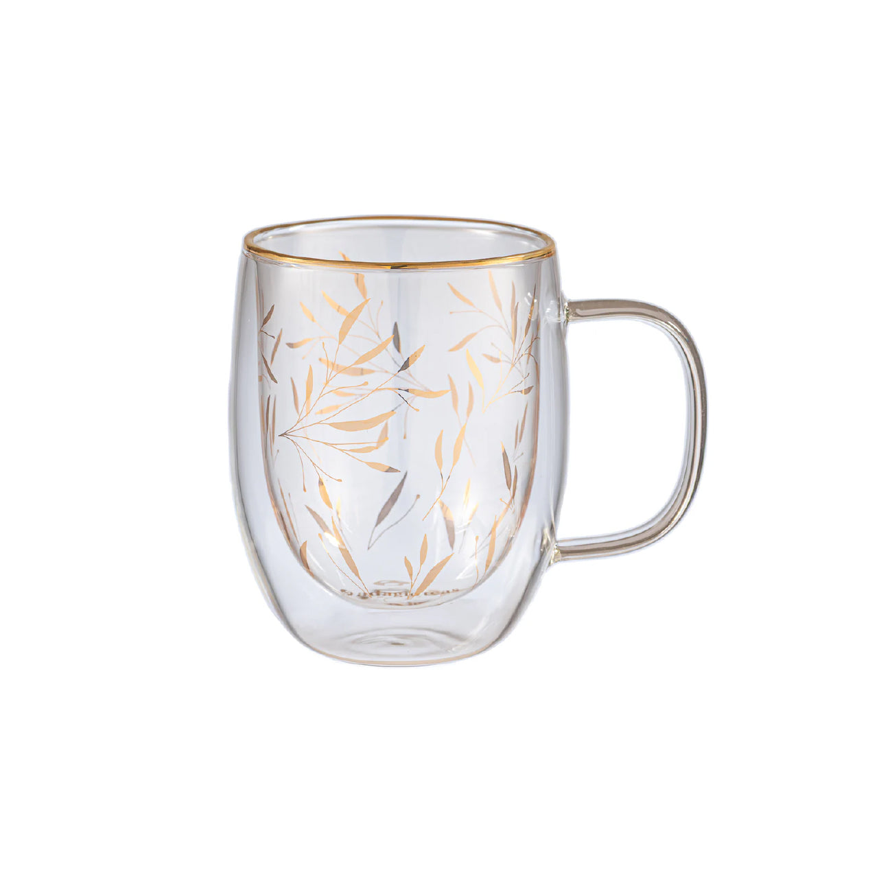 Taza Doble Vidrio Delicate Leaves