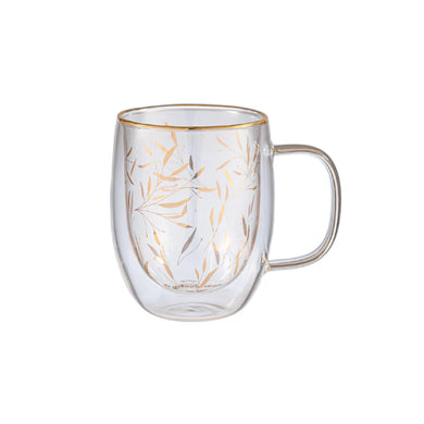 Taza Doble Vidrio Delicate Leaves