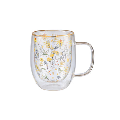 Taza Doble Vidrio Pretty Flowers
