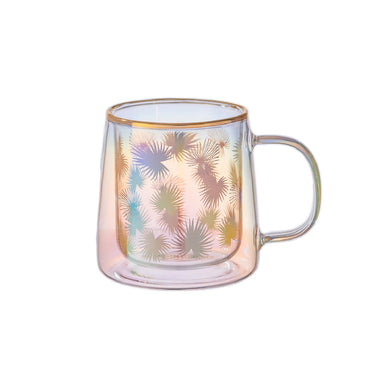 Taza Doble Vidrio Color Leaves