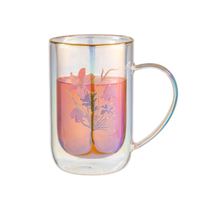 Mug Bhoro Doble Vidrio Botanical Bouquet Iridescent