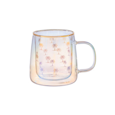 Taza Doble Vidrio Gold Palms