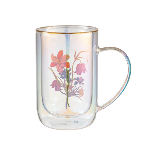 Mug Bhoro Doble Vidrio Botanical Bouquet Iridescent