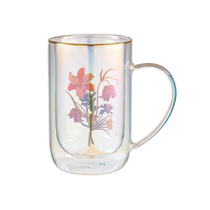 Mug Bhoro Doble Vidrio Botanical Bouquet Iridescent
