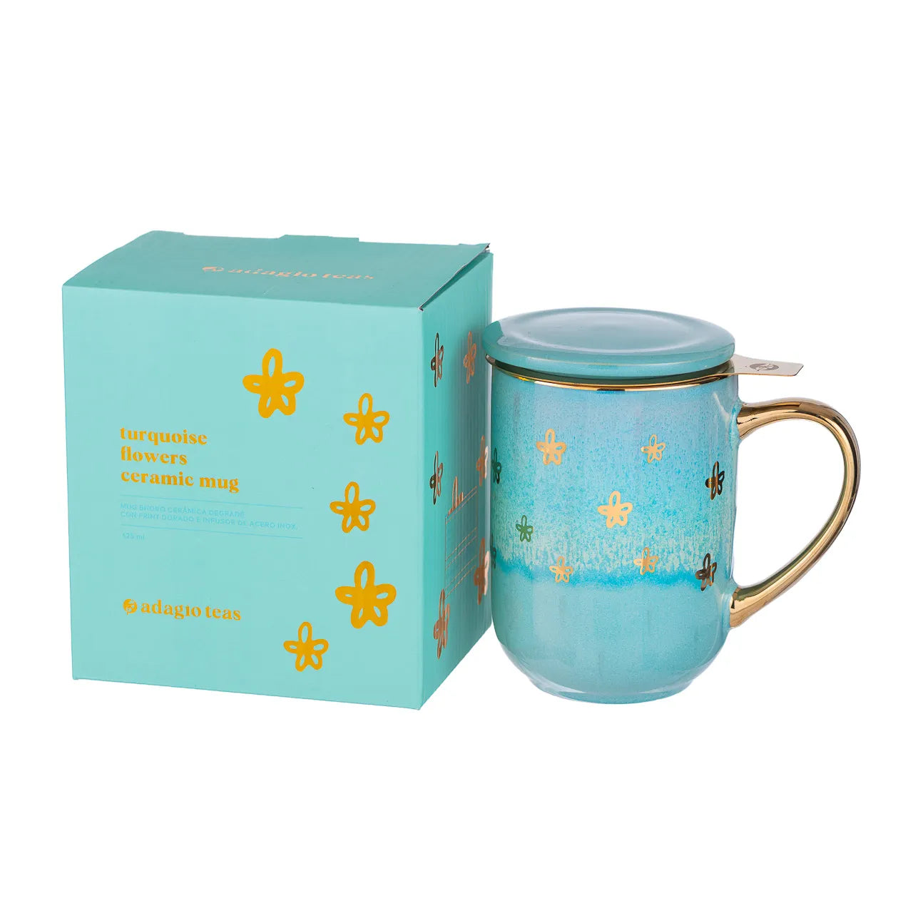 Mug Bhoro Cerámica Turquoise Flowers