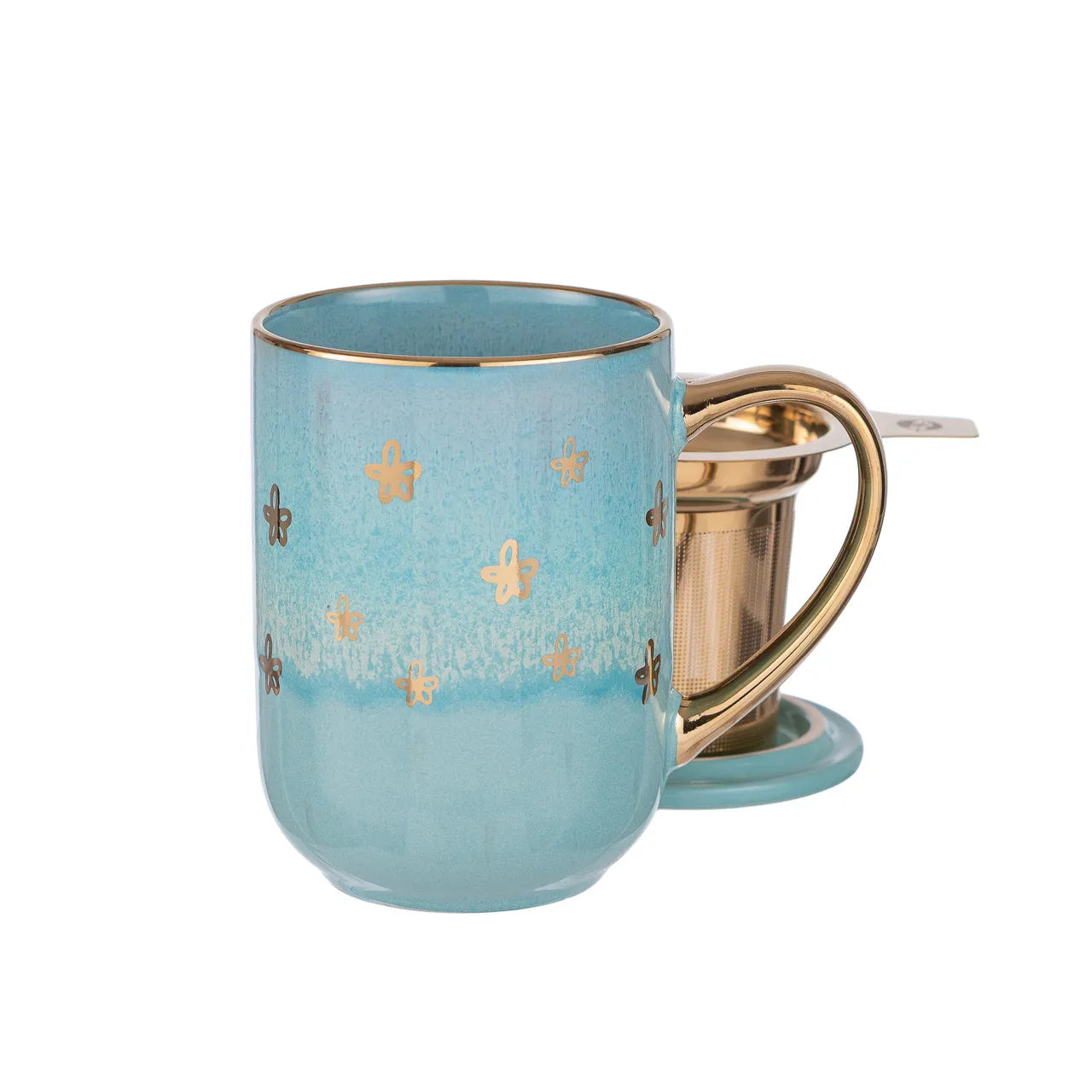 Mug Bhoro Cerámica Turquoise Flowers