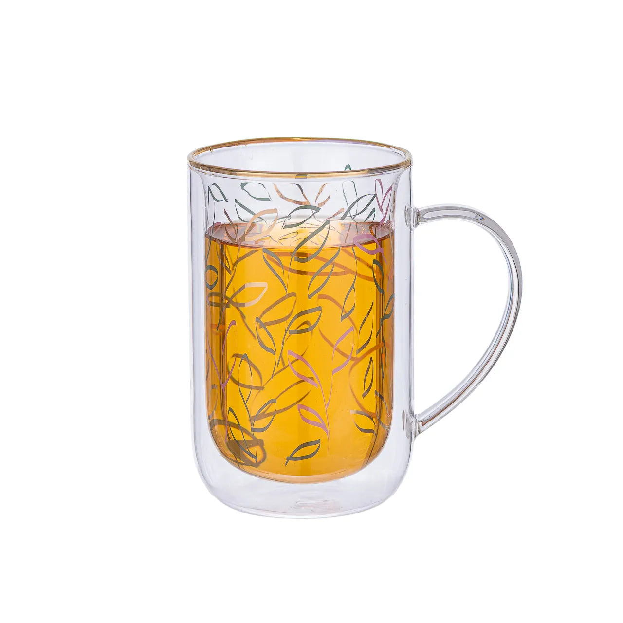 Mug Bhoro Doble Vidrio Color Leaves