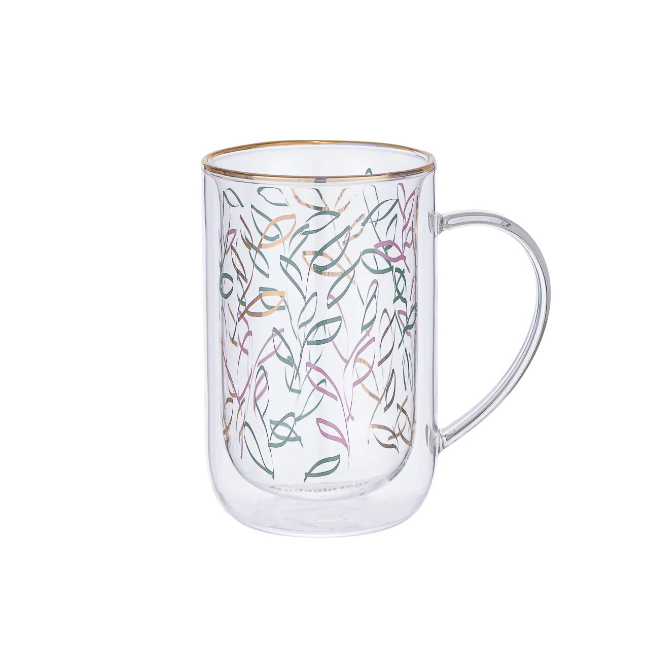 Mug Bhoro Doble Vidrio Color Leaves
