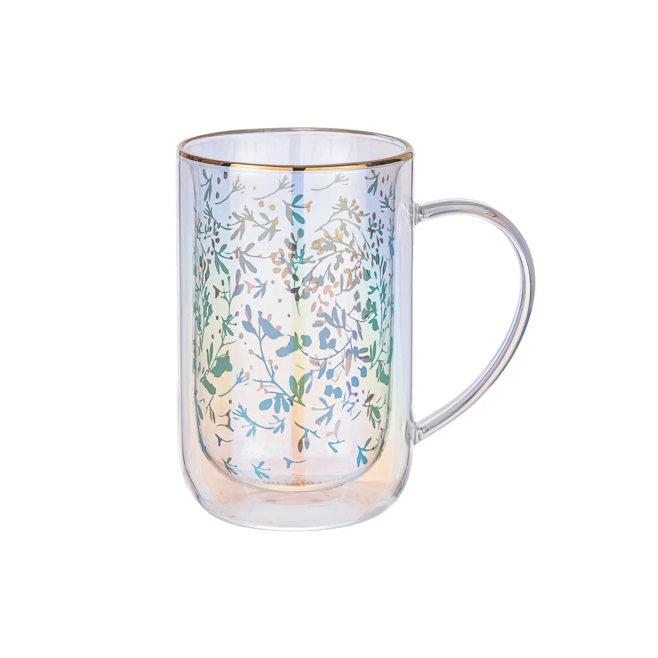 Mug Bhoro Doble Vidrio Tiny Flowers