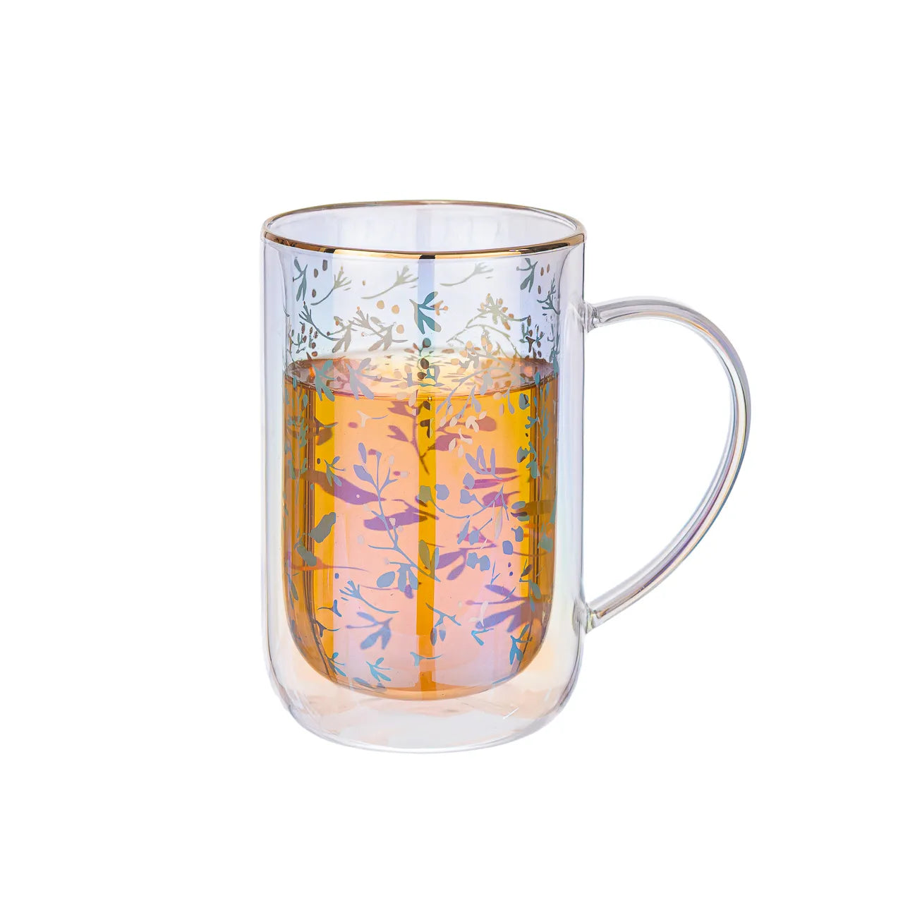 Mug Bhoro Doble Vidrio Tiny Flowers