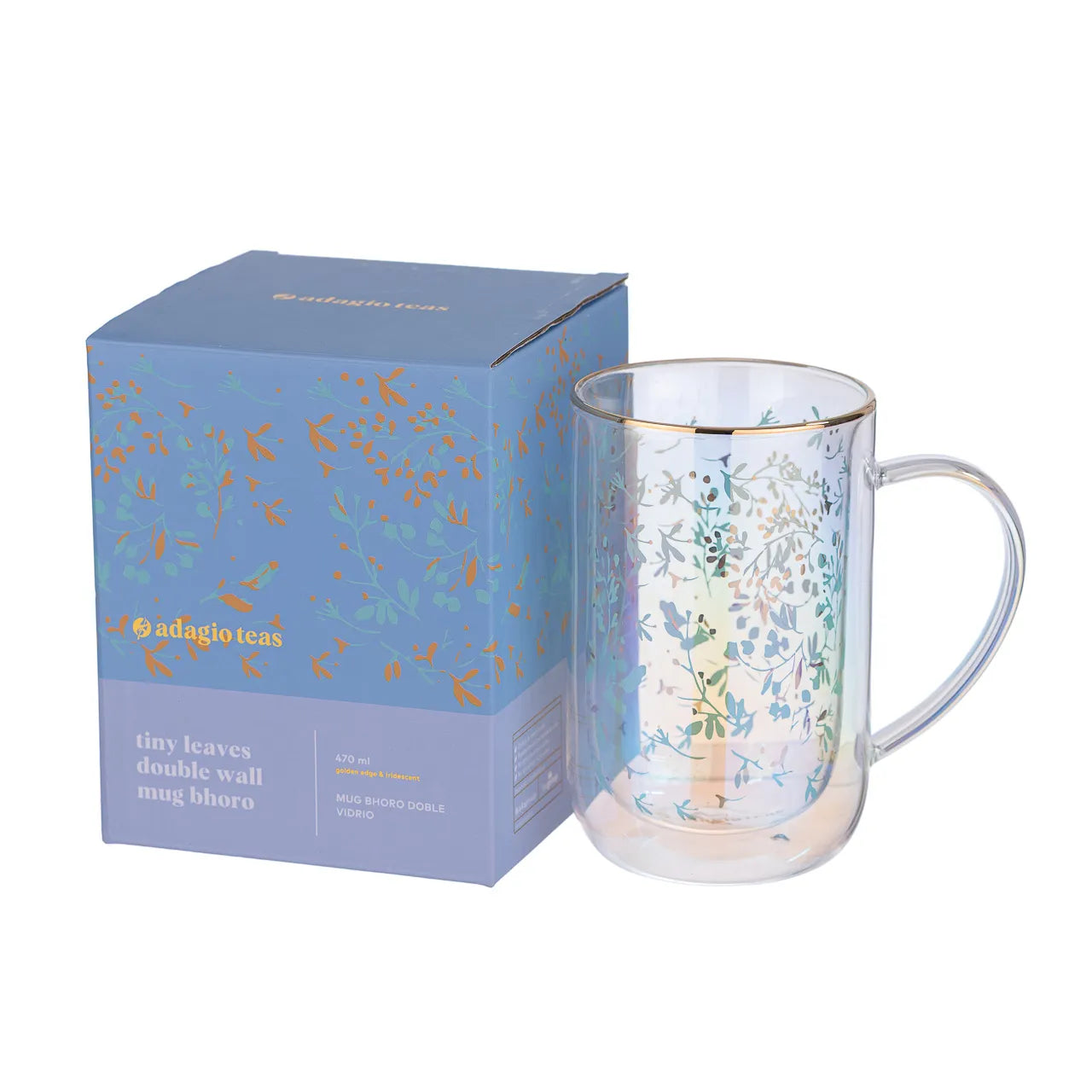 Mug Bhoro Doble Vidrio Tiny Flowers
