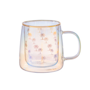 Taza Doble Vidrio Gold Palms