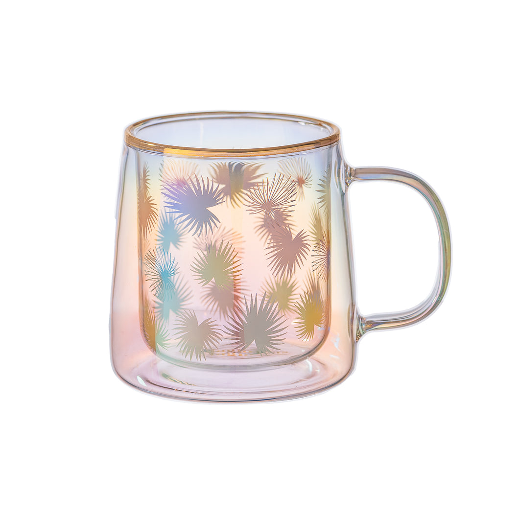 Taza Doble Vidrio Color Leaves