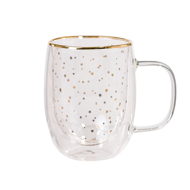 Taza Doble Vidrio Golden Stars