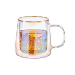 Taza Doble Vidrio Green Leaves