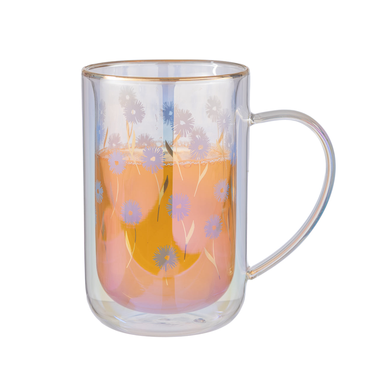 Mug Bhoro Doble Vidrio Blue Garden
