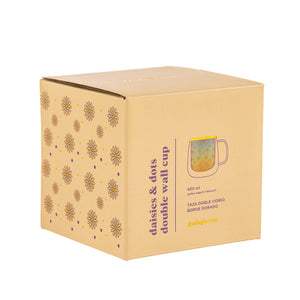 Taza Doble Vidrio Daisies and Dots