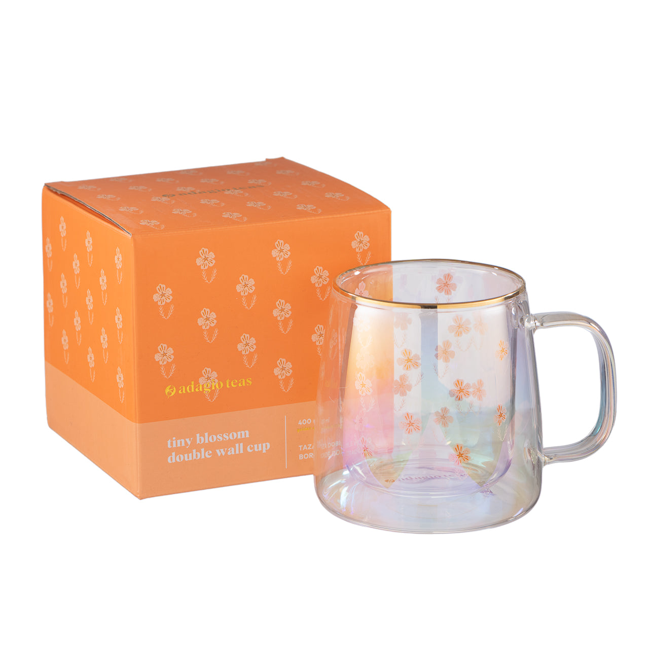 Taza Doble Vidrio Tiny Blossom