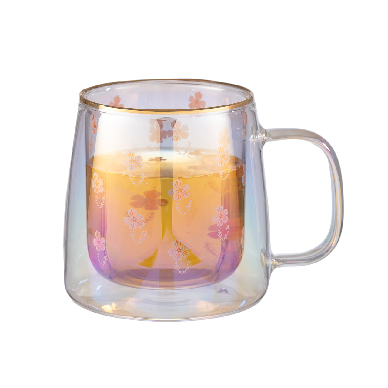 Taza Doble Vidrio Tiny Blossom