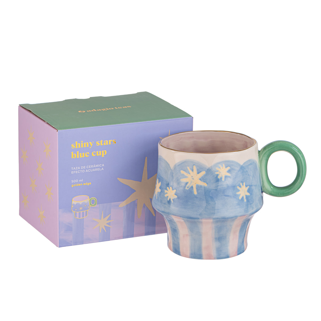 Taza Cerámica con Base Celeste