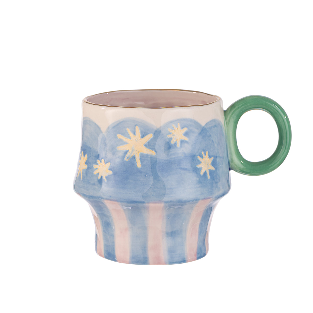 Taza Cerámica con Base Celeste