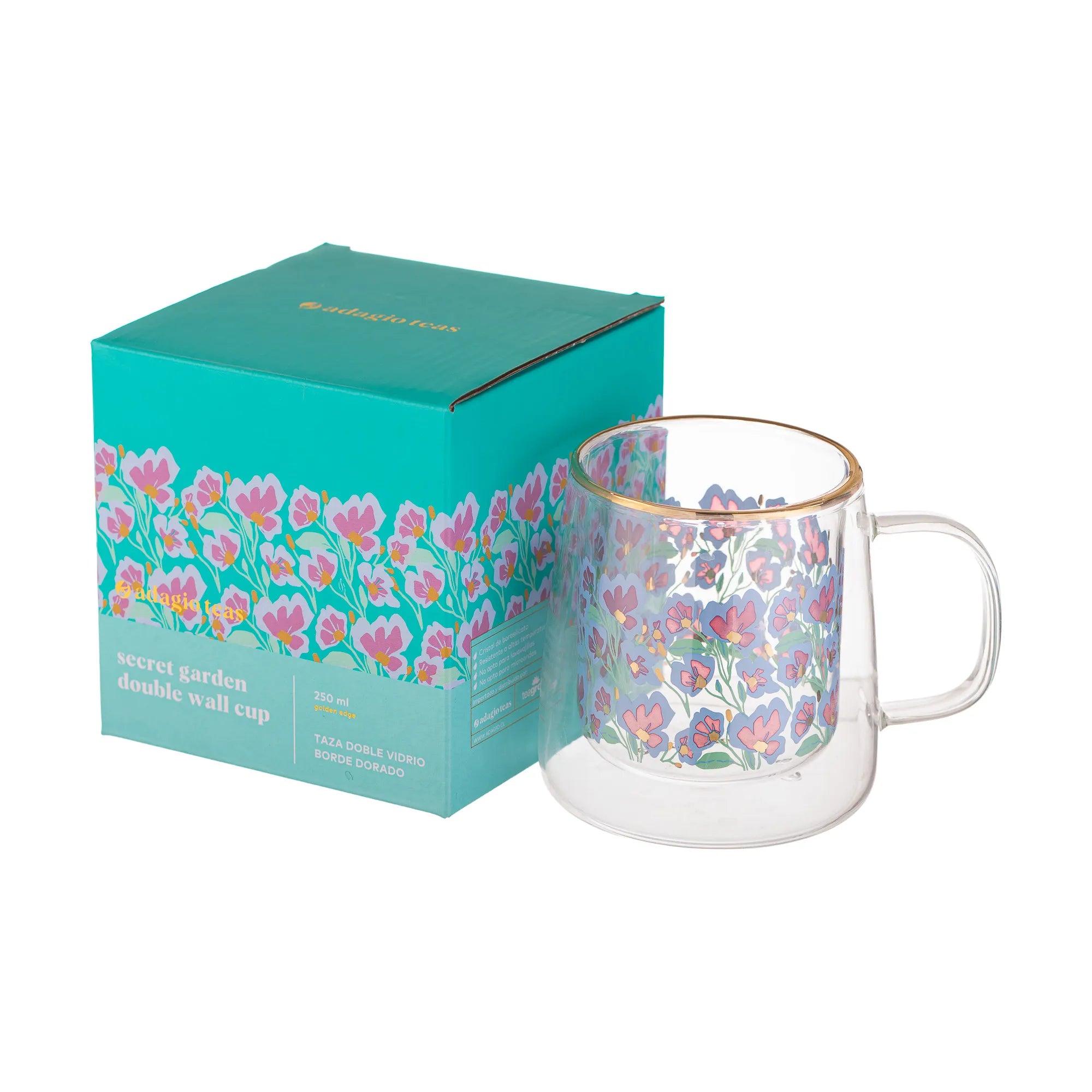 Taza Doble Vidrio Secret Garden