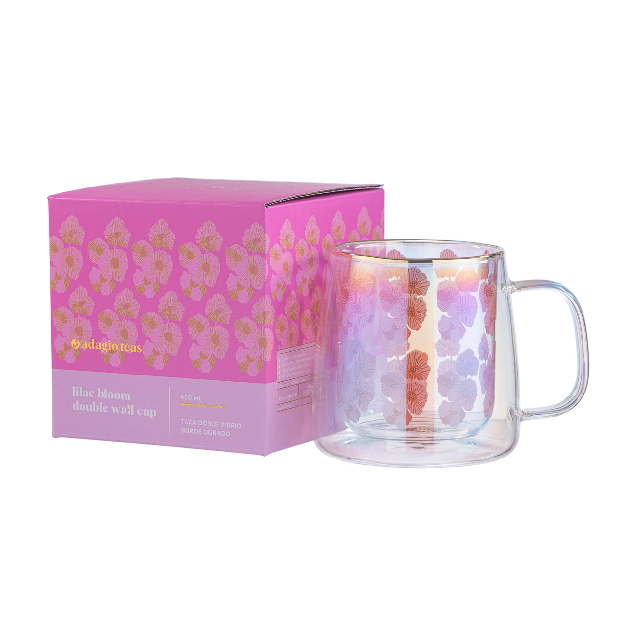 Taza Doble Vidrio Lilac Bloom