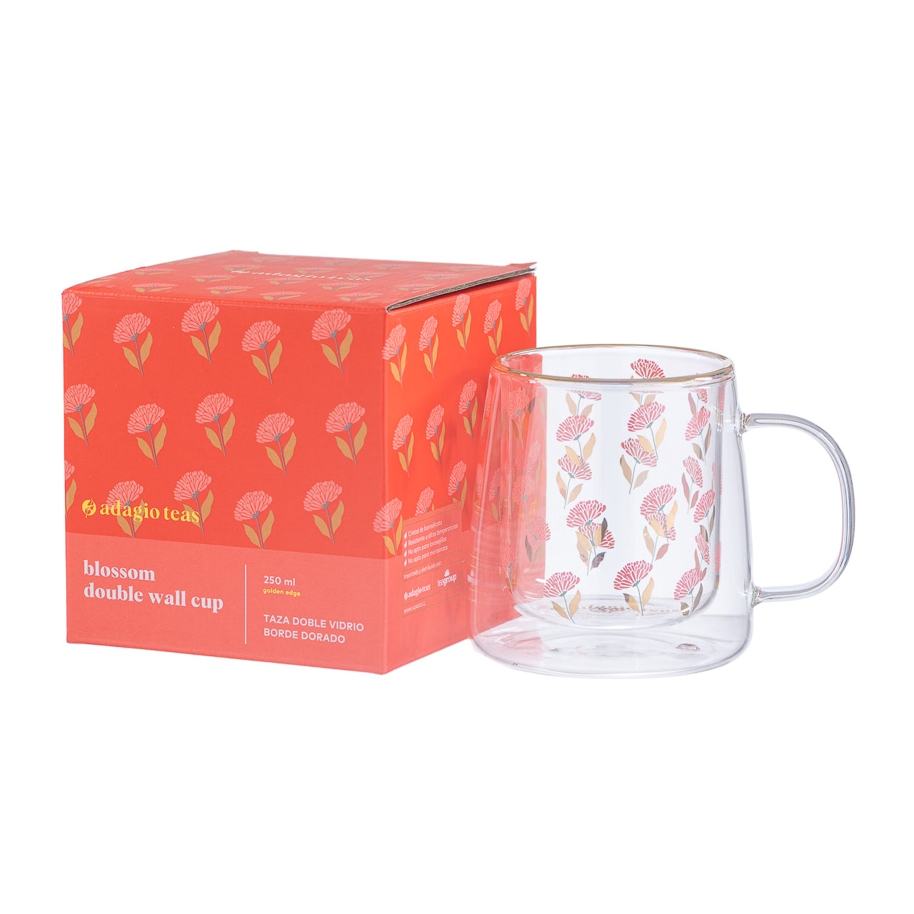 Taza Doble Vidrio Blossom