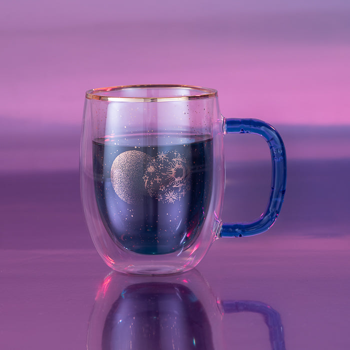 Taza Doble Vidrio Blue Moon