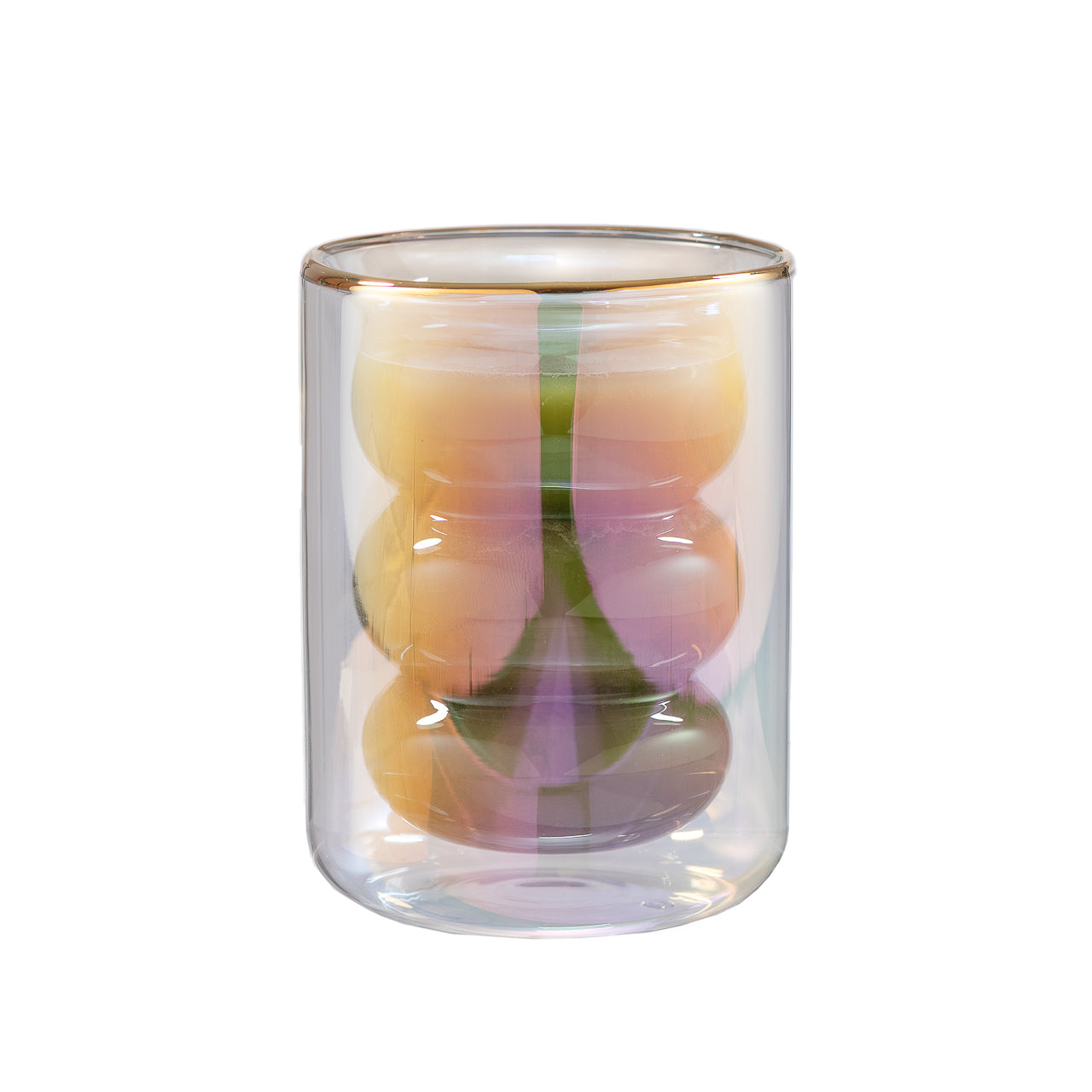 Vaso Doble Vidrio Matcha Iridescent