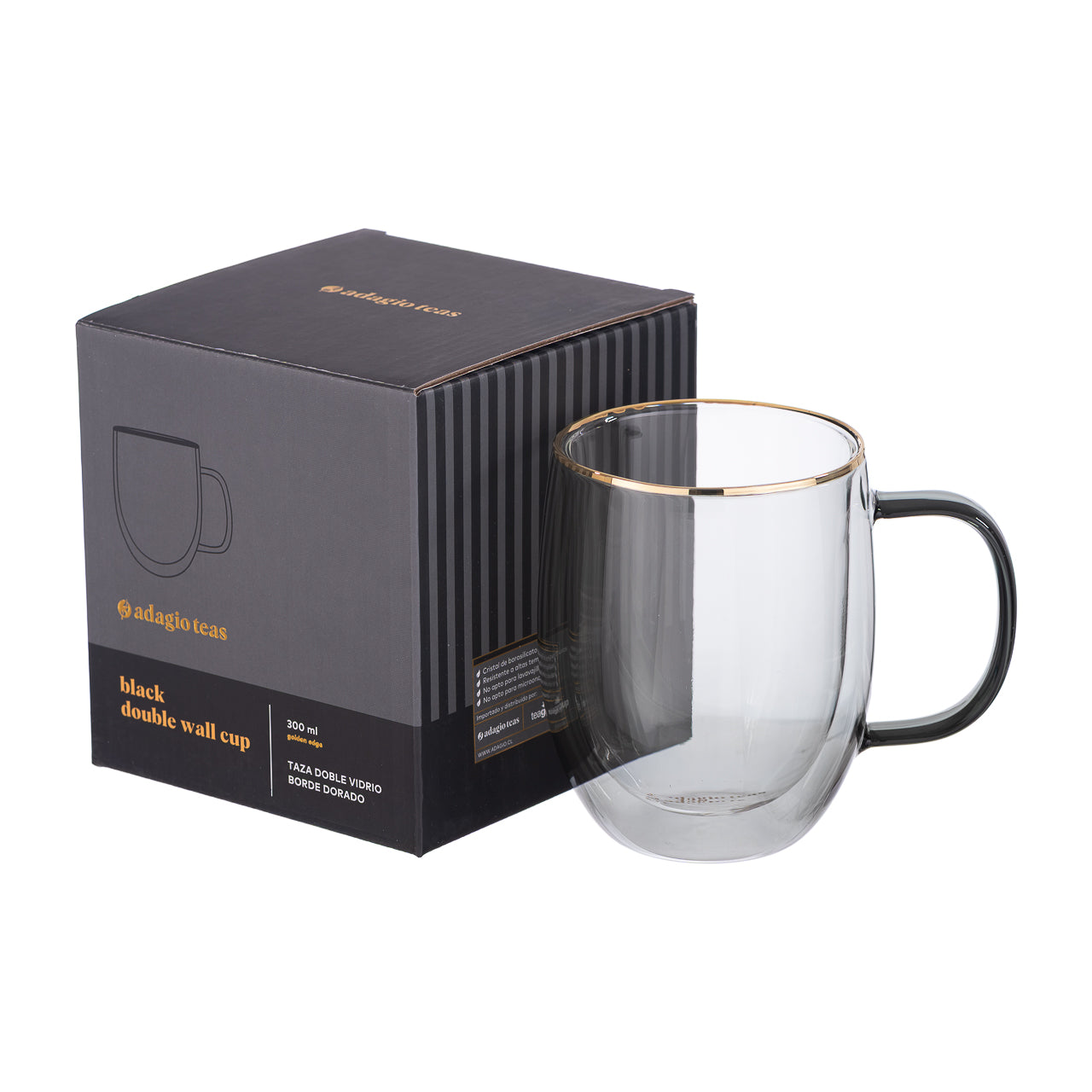 Taza Doble Vidrio Black