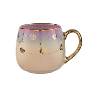 Taza Cerámica Morado Flores