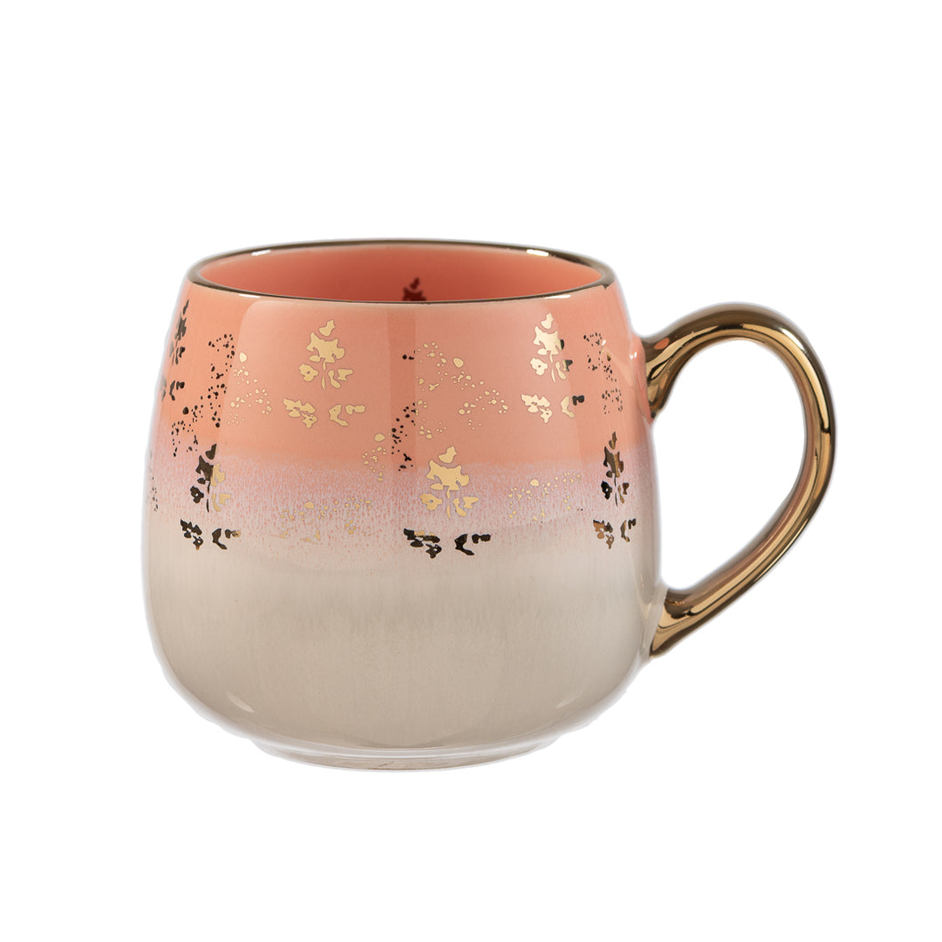 Taza Cerámica Salmón Flores