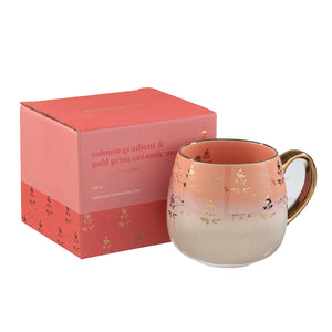 Taza Cerámica Salmón Flores