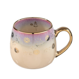 Taza Cerámica Morado Flores
