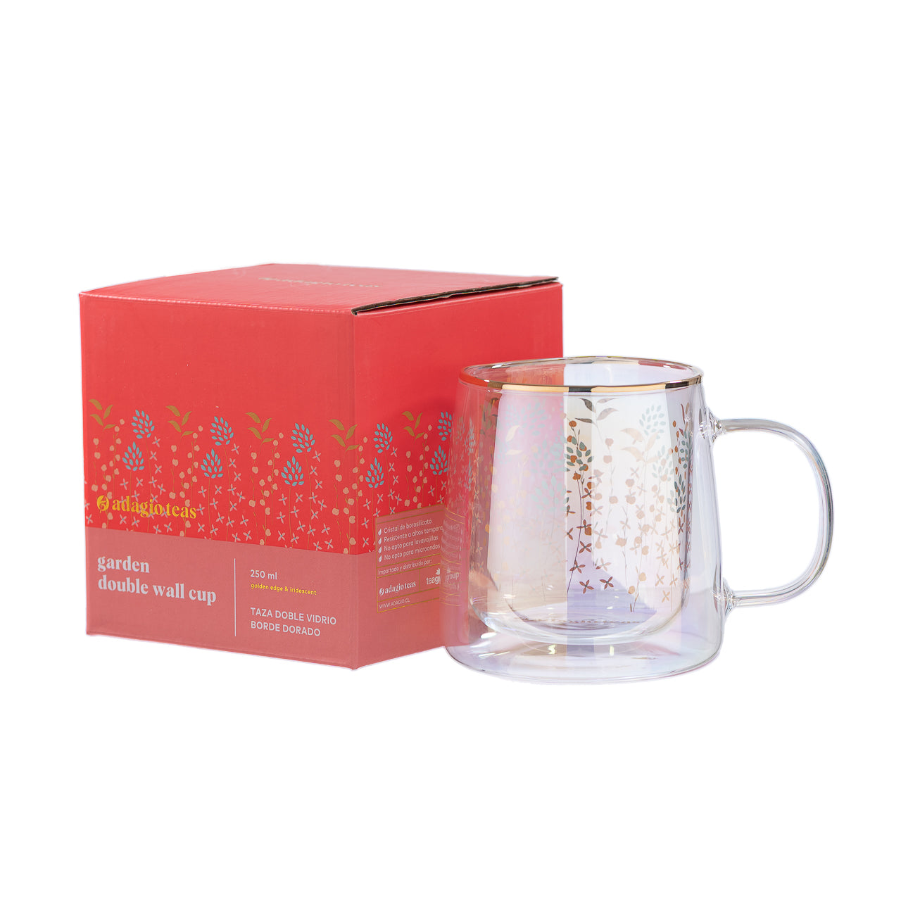 Taza Doble Vidrio Garden Iridescent