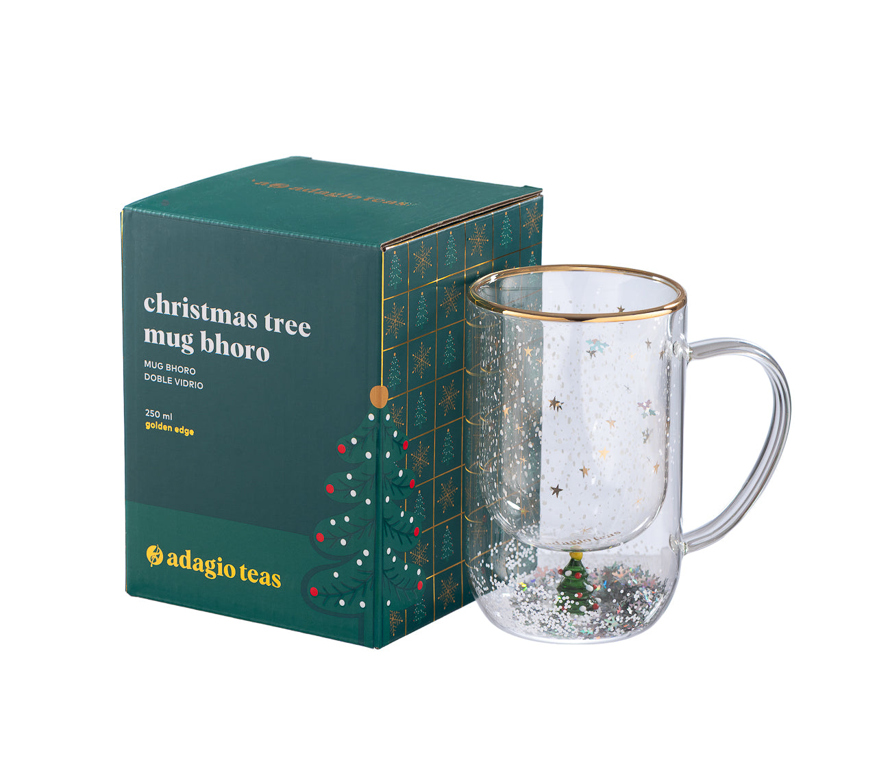 Taza Doble Vidrio Christmas Tree