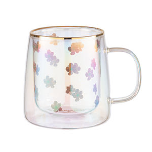 Taza Doble Vidrio Flower Drop Iridescent