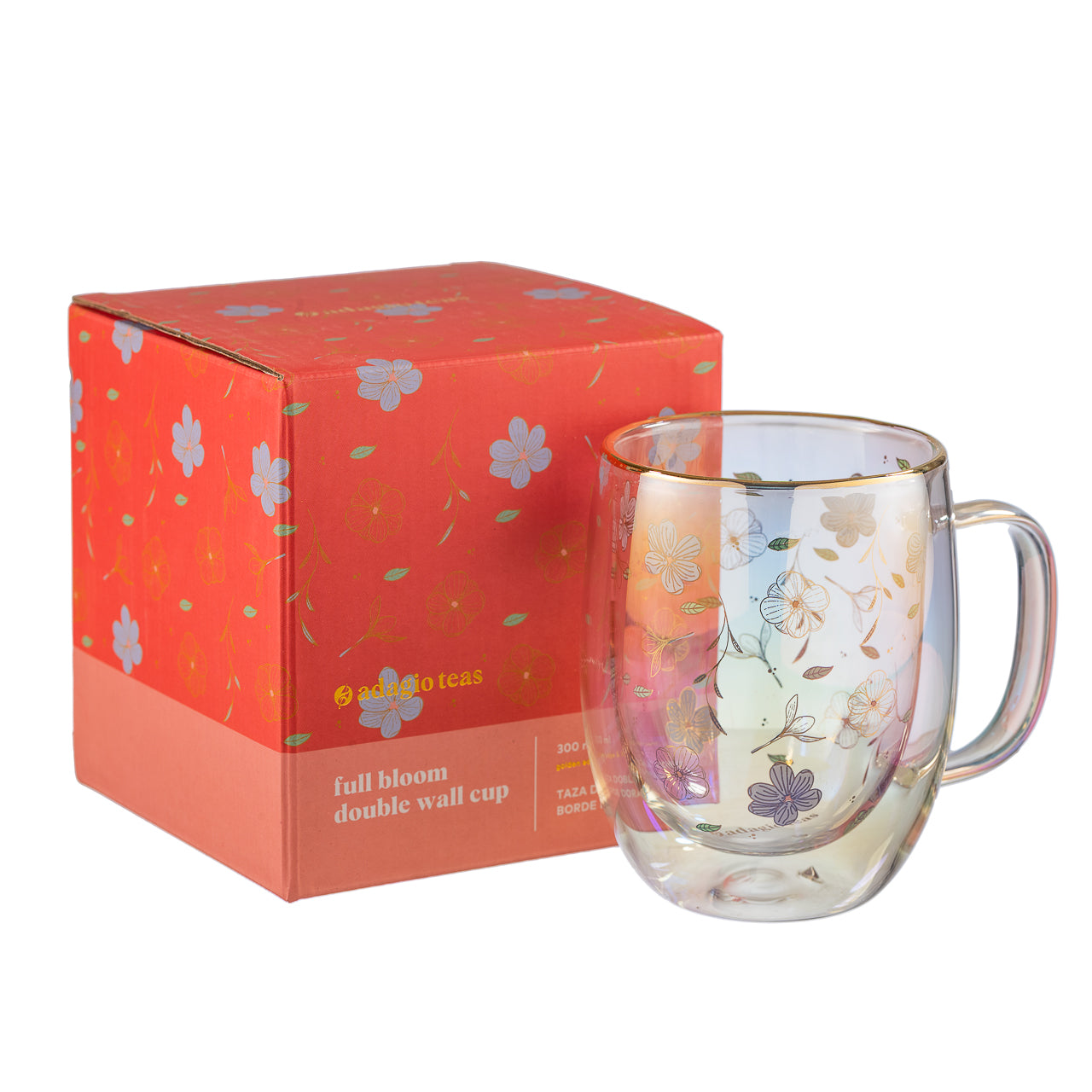 Taza Doble Vidrio Full Bloom Iridescent