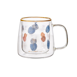 Taza Doble Vidrio Palm Leaves