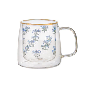 Taza Doble Vidrio Light Blue Bouquet