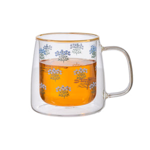 Taza Doble Vidrio Light Blue Bouquet